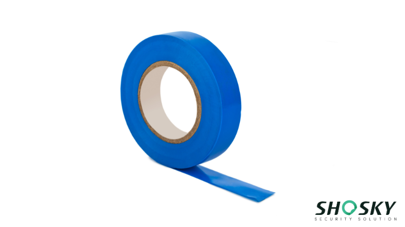 a blue rubber tape