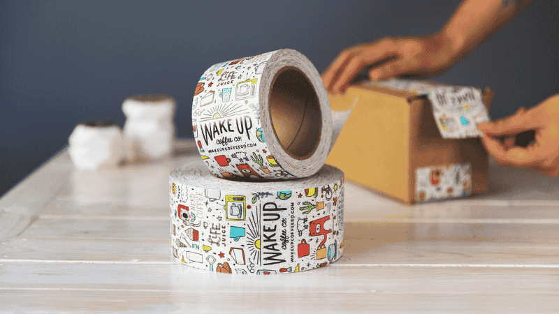 white blue and red floral ceramic mug