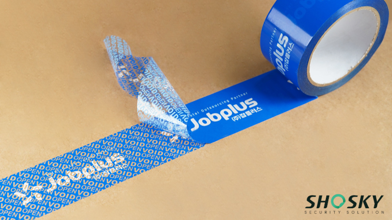 a blue custom full-transfer security tape