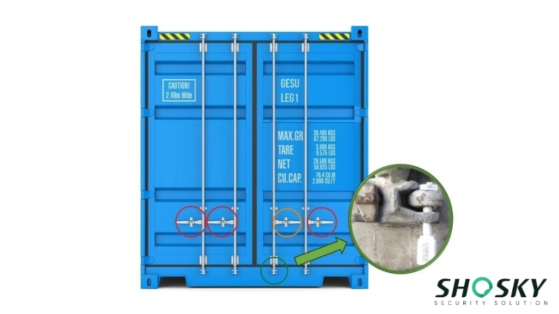 Security seals on a cargo door