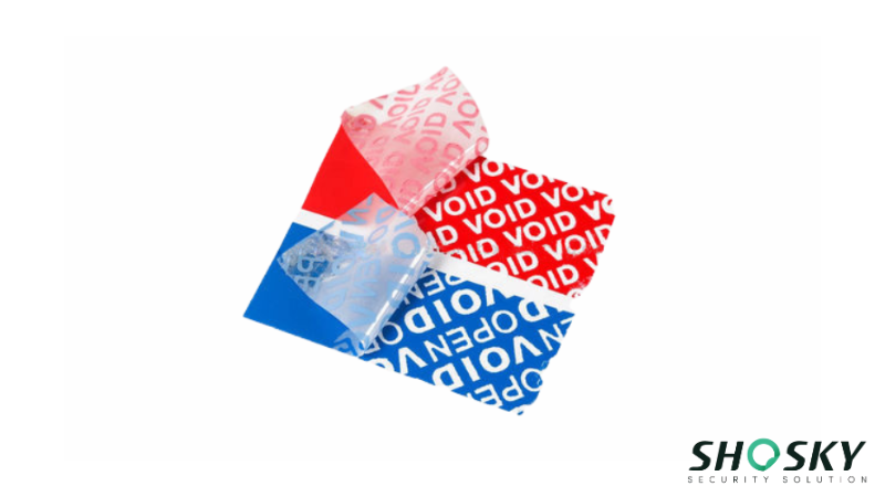 red and blue security label