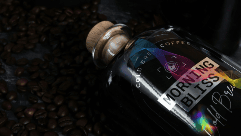 Black Holography Sticker for a Coffee Brand (Source: Unsplash)