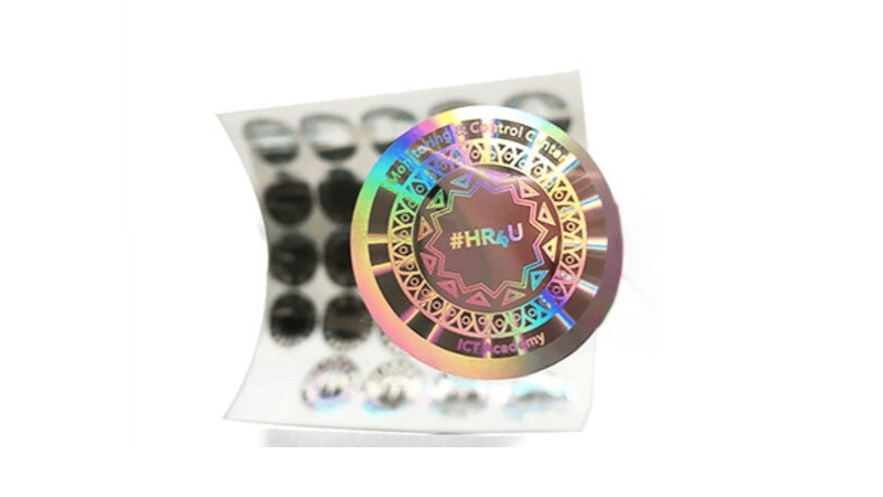 Hologram sticker with glossy finish