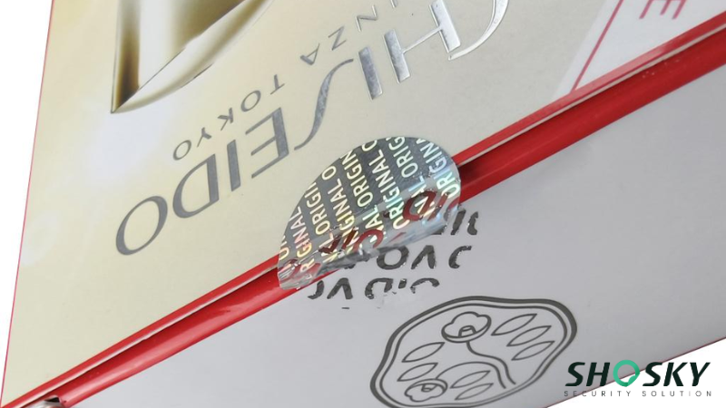 hologram stickers using on a product box