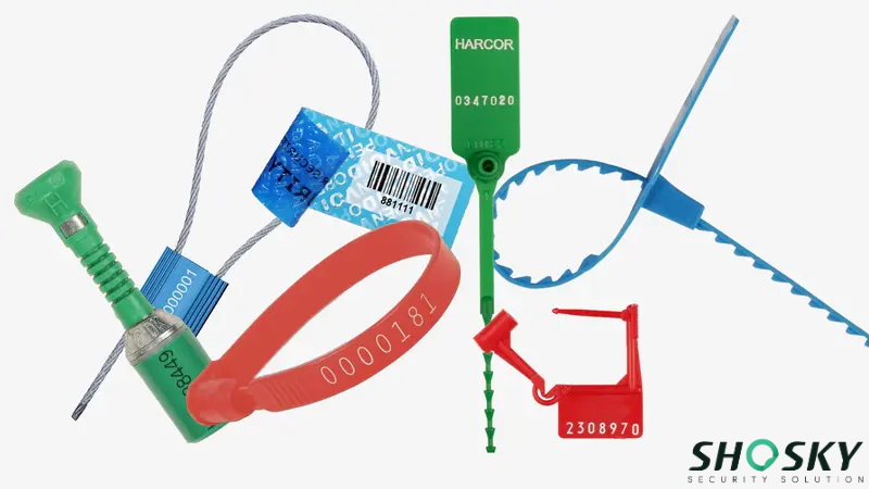 Various types of security seals for trucks