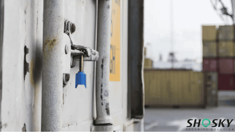 Door of a truck secured with a security seal