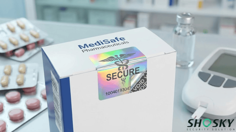 hologram security stickers using on a medicine box