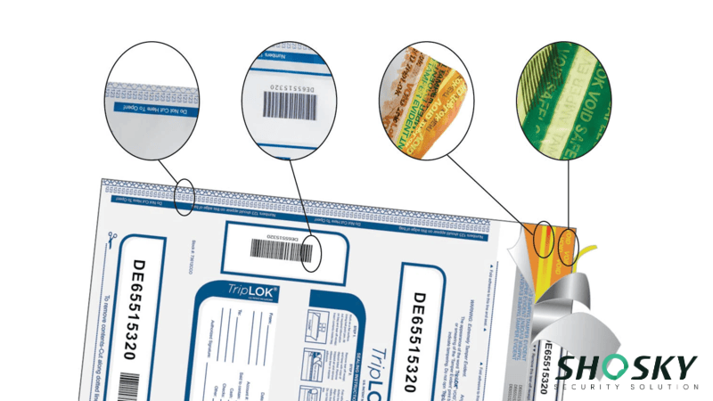 Tamper-evident bags with unique numbers and barcodes