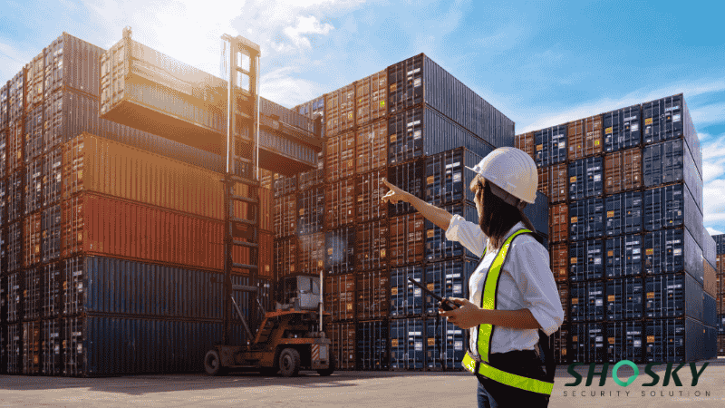 A staff member is inspecting the supply chain security 