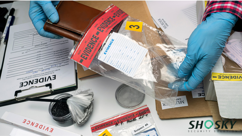 a man is putting the evidence to a tamper evident bag