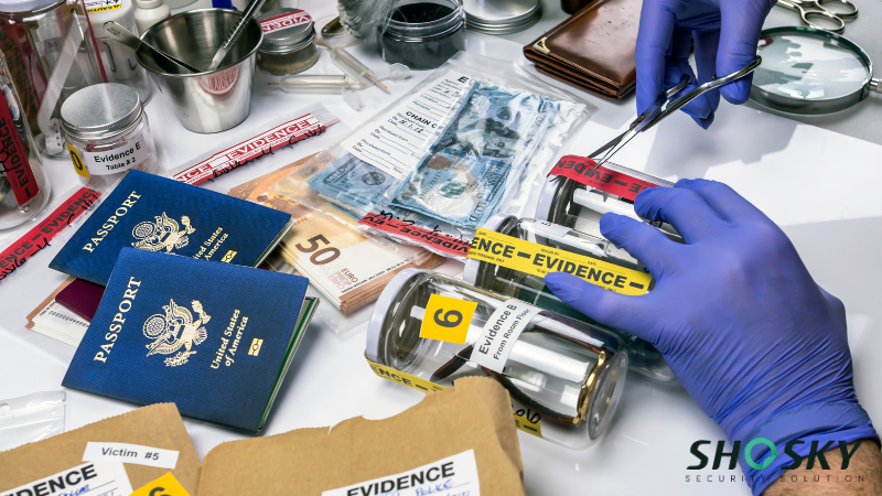 a person is cutting the tamper evident seal labeling on a bottle within evidence