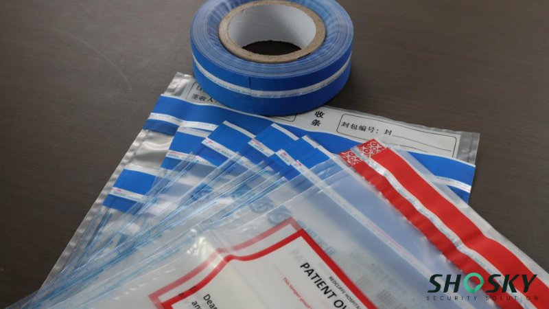 tamper evident bag tape using on the patient bags in hospital