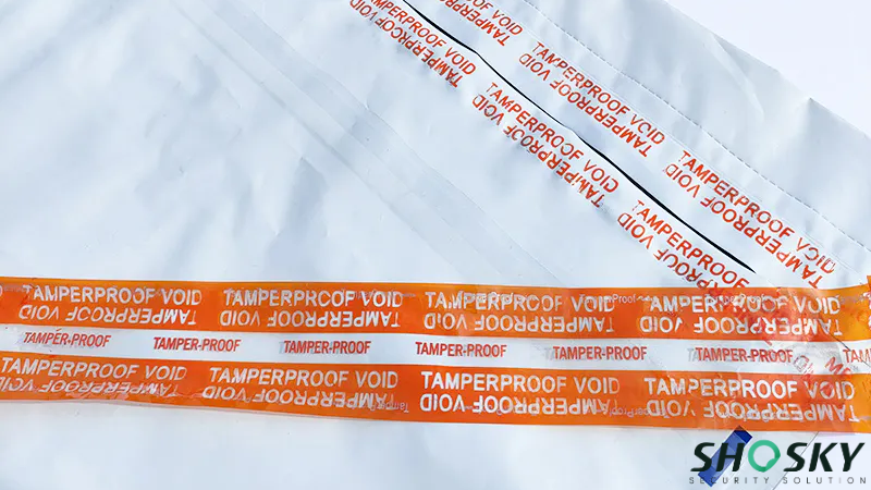 Tamper-Proof Bag Tape on the bag