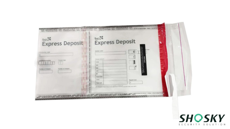 An unsealed deposit bag