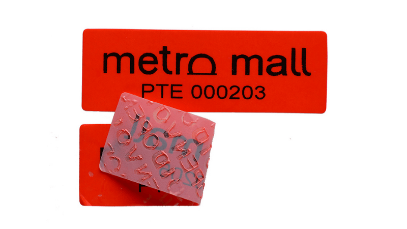 A Red Tamper Evident Labeling