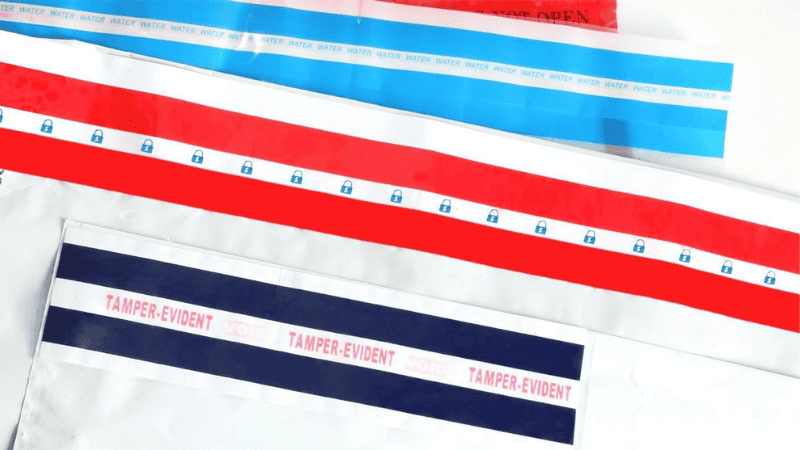 several tamper evident bag with tamper evident bag tape