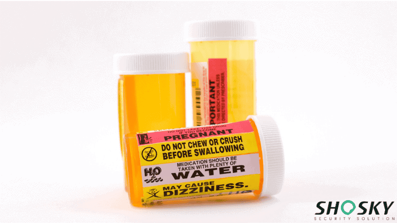 destructible label used on medicine plastic bottle