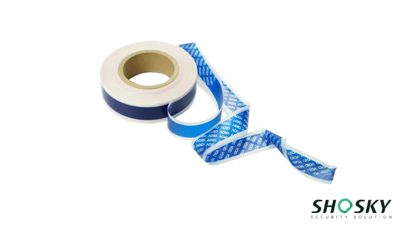 a standard blue security bag tape