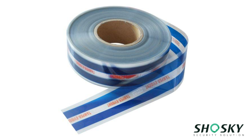 a deep blue security bag tape