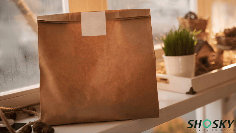 take out bag sealed with sticker