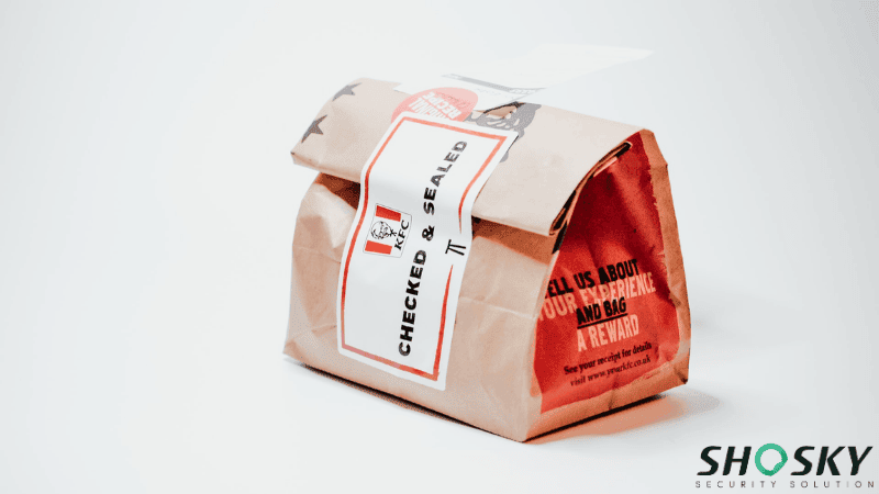 kfc take out food sealed by security sticker