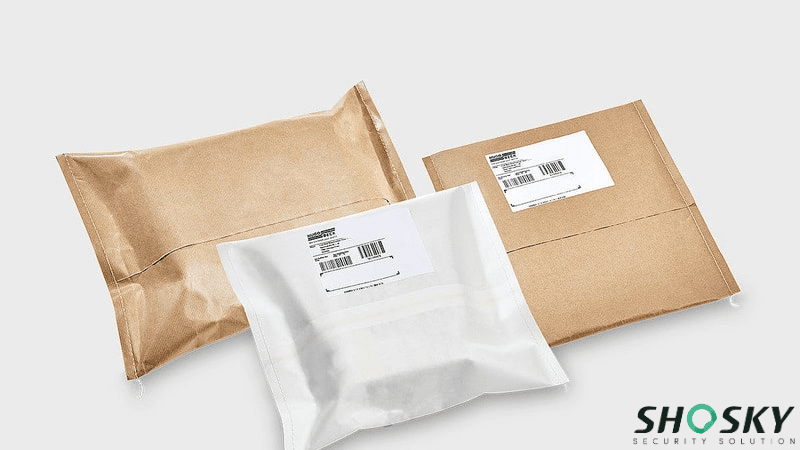 Three tamper evident bags with shipping labels