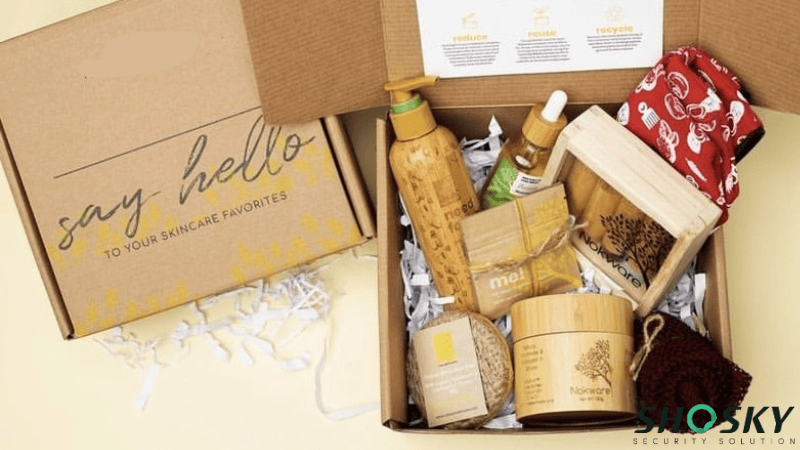 Skincare products in tamper-evident eco-friendly packaging