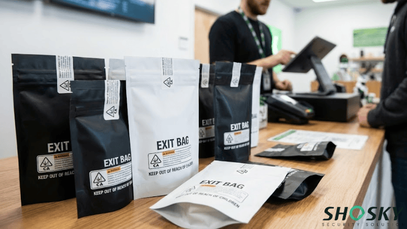 Cannabis Exit Bags with Security Label for Retail