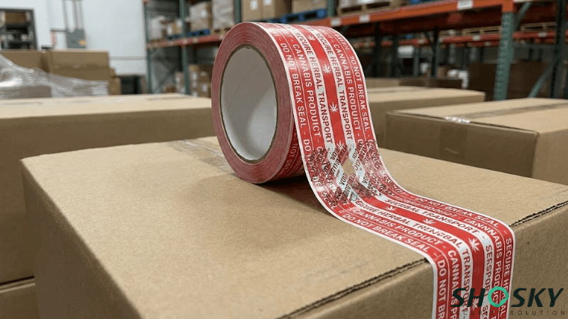 Custom Security Tape for Cannabis Shipping
