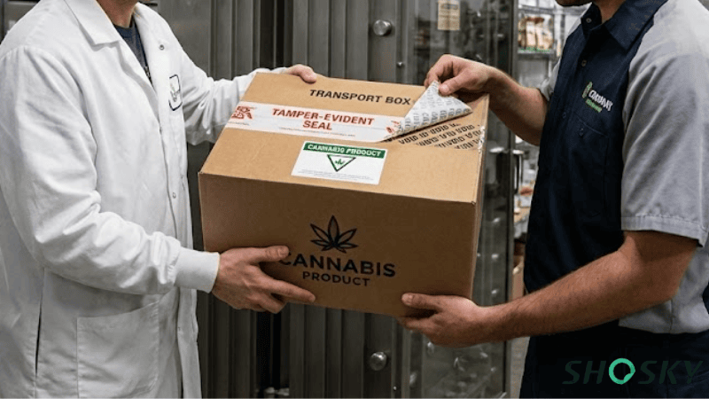 security tape used on cannabis transport box
