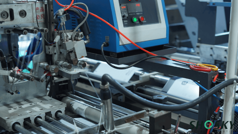 Shosky's factory machines are producing duty-free bags