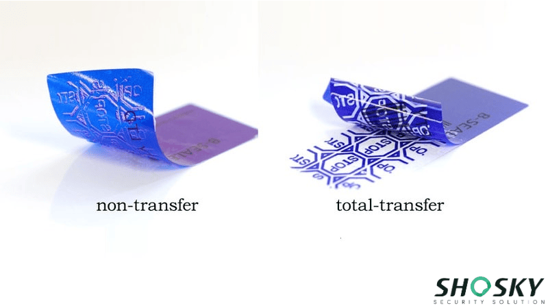 Comparison of non-transfer and total-transfer security tapes with tamper-evident effects