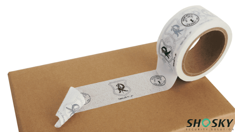 White customizable non-transfer tape with custom logos for branding