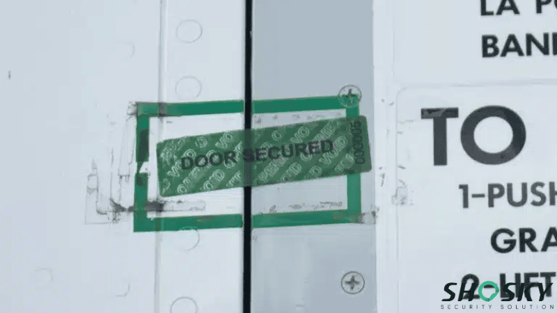a non-transfer security tape used for showing "door secured"