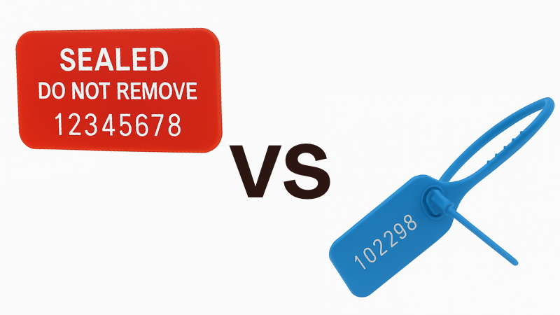 Comparison of container seal label and pull-tight seal for enhanced tamper-evidence