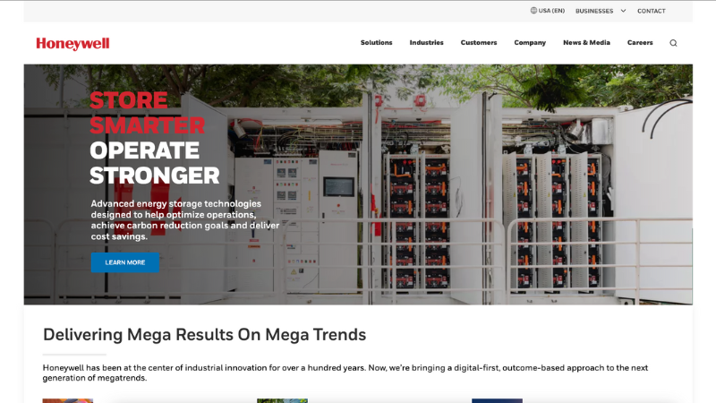 homepage of Honeywell