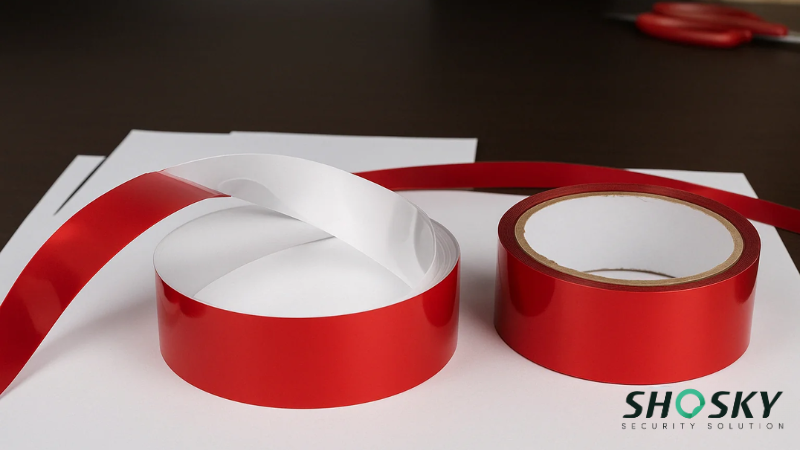 Shosky Security Red Level 1 Aluminum Backing Security Tamper Tape