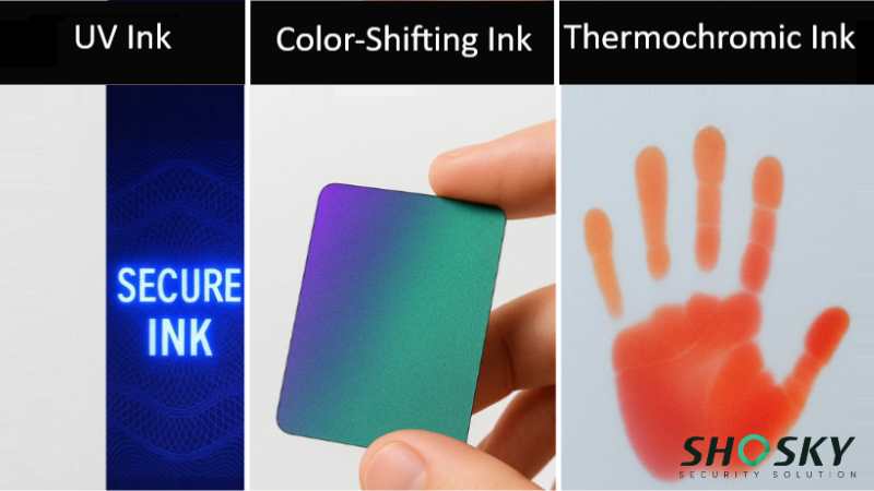 tamper-evident solution of various ink types including UV ink, color-shifting ink, and thermochromic ink
