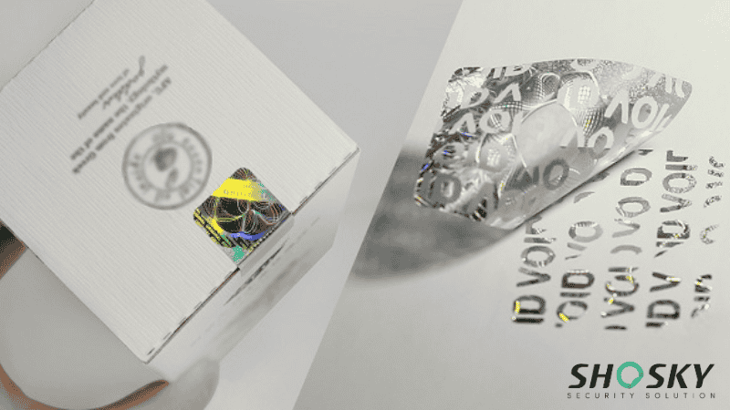 Broken holographic seal labeled 'ORIGINAL,' highlighting tamper-evidence and security