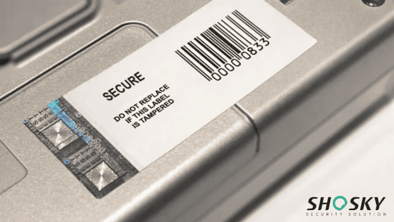 Tamper-proof barcode label placed on an equipment