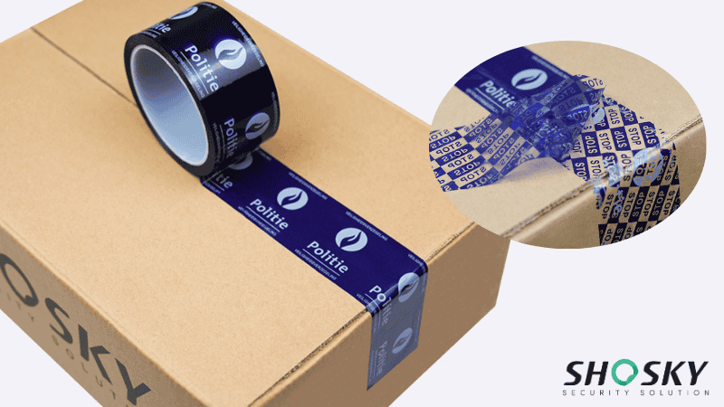 security tape shows tamper evident feature