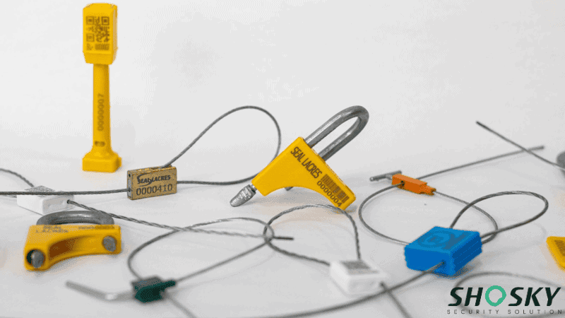 Close-up of security seals, highlighting their role in protecting e-commerce products during transit