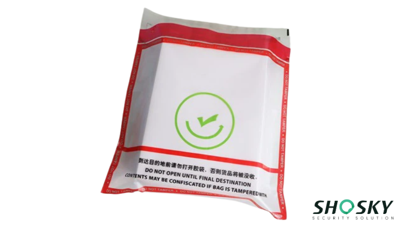 Secure duty-free bag with green ICAO verification seal for travelers