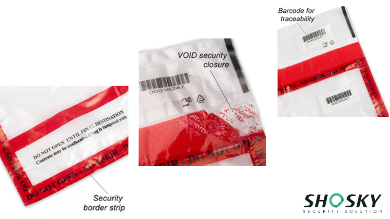 Duty-free security bags with serial numbers for inventory tracking and fraud prevention