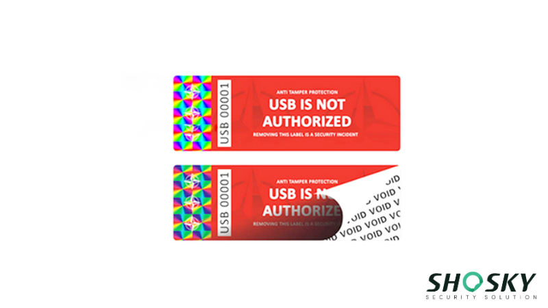 security label with word "VOID"