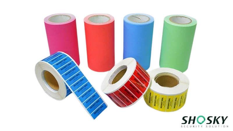 Colorful security labels, showing different designs