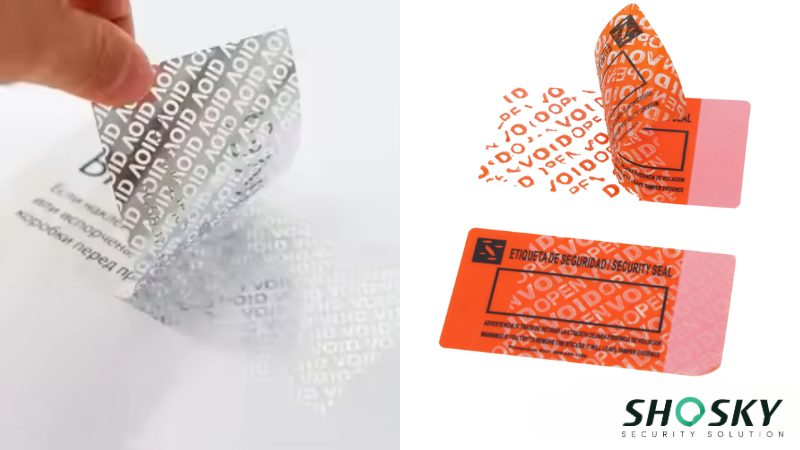Comparison of warranty label for products versus security seal for packages