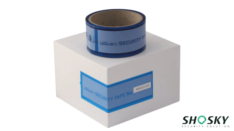 Tamper-evident security tape on a package
