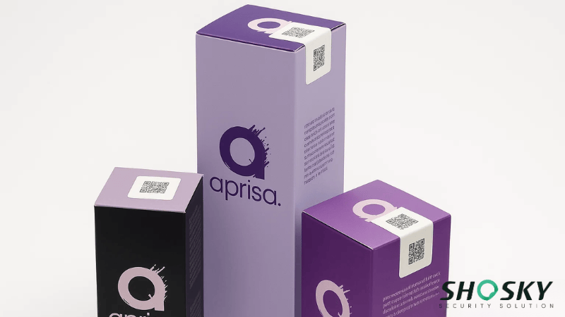 Purple boxes showing modern, eco-friendly security seals