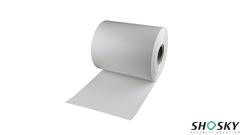 a white destructible paper roll